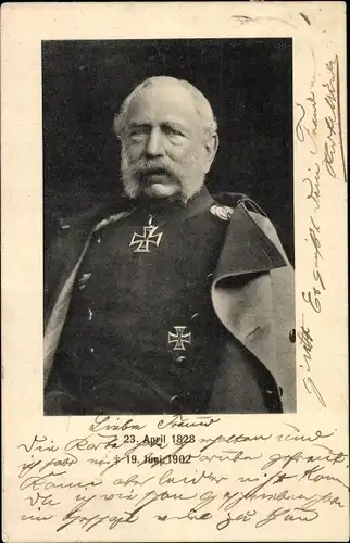 Ak König Albert von Sachsen, Portrait in Uniform, Eisernes Kreuz, Trauerkarte