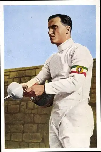 Sammelbild Olympia 1936 Serie 18 Bild 3, Der italienische Fechter Franco Riccardi, Franck Kaffee