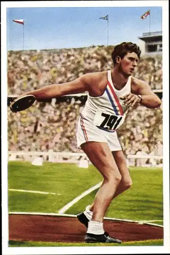 Sammelbild Olympia 1936 Serie 16 Bild 4 Diskuswerfer Kenneth Carpenter, USA, Franck Kaffee