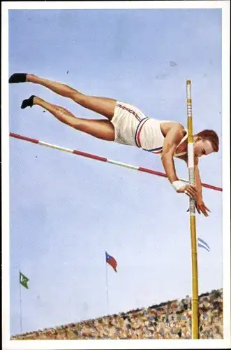 Sammelbild Olympia 1936 Serie 15 Bild 1, Stabhochspringer Earle Meadows USA, Franck Kaffee