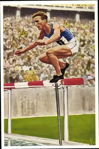 Sammelbild Olympia 1936 Serie 13 Bild 6, Hindernislauf, Volmar Iso-Hollo, Finnland, Franck Kaffee