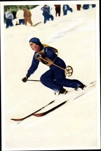 Sammelbild Olympia 1936, Skifahrerin Käthe Grasegger, Mühlen Franck Kaffeezusatz