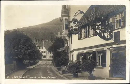 Ak Bad Herrenalb im Schwarzwald, Hotel zur Post, Ochsen