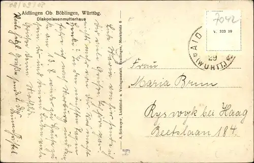 Ak Aidlingen in Württemberg, Diakonissenmutterhaus