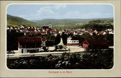 Ak Sulzbach an der Murr, Blick auf den Ort, Bahnhof, Gleisseite