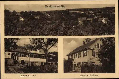 Ak Neufürstenhütte Großerlach in Württemberg, Schule, Rathaus, Landheim Salem, Totalansicht
