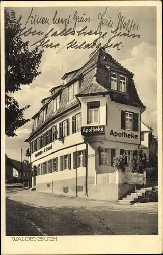 Ak Waldenbuch in Baden Württemberg, Partie an der Apotheke