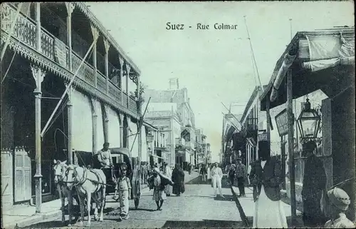 Ak Suez Ägypten, Rue Colmar