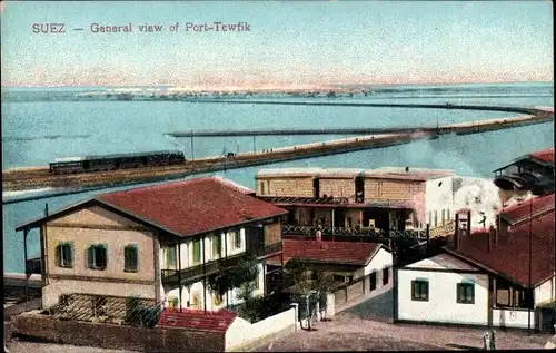 Ak Port Tewfik Suez Port Ägypten, General view