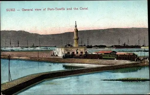 Ak Port Tewfik Suez Port Ägypten, General view, Canal
