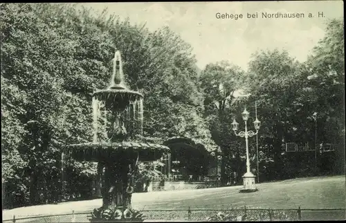Ak Nordhausen am Harz, Gehege, Brunnen