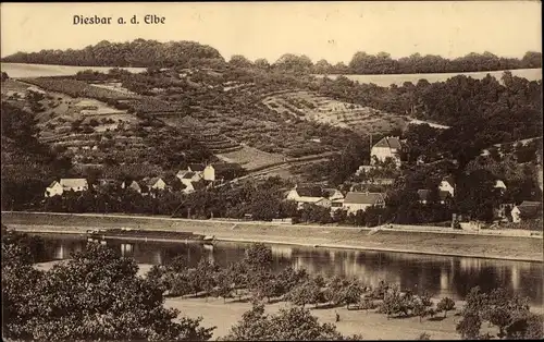 Ak Diesbar Seußlitz Nünchritz an der Elbe, Panorama mit Hempel's Rosengarten