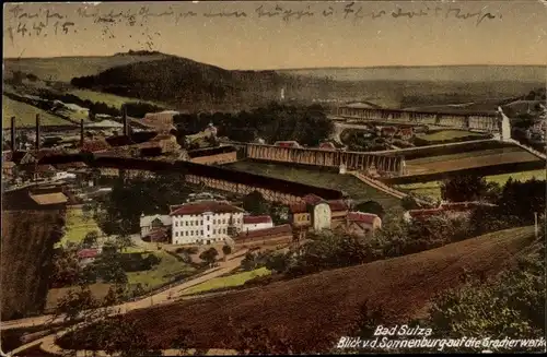 Ak Bad Sulza in Thüringen, Blick v. d. Sonnenburg auf die Gradierwerke