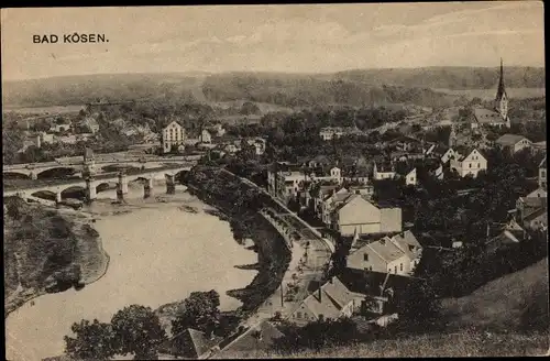 Ak Bad Kösen Naumburg an der Saale, Ortschaft, Flusspartie, Brücke
