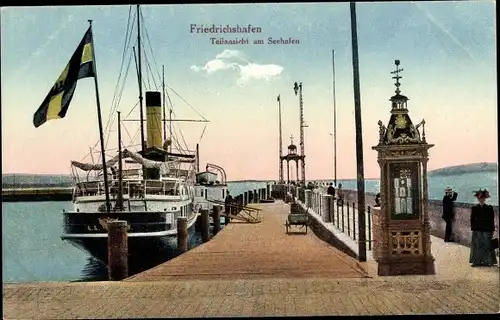 Ak Friedrichshafen am Bodensee, Teilansicht am Seehafen