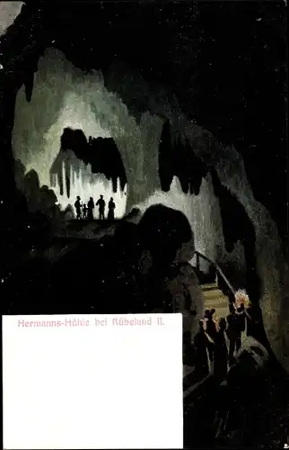 Künstler Ak Rübeland Oberharz am Brocken, Partie in der Hermannshöhle, Innenansicht