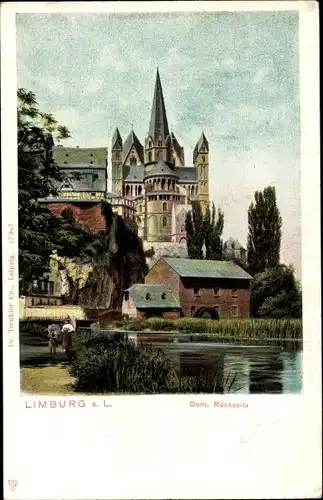 Ak Limburg Lahn, Blick vom Kanal auf die Rückseite des Doms