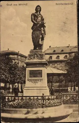Ak Mainz am Rhein, Schillerdenkmal