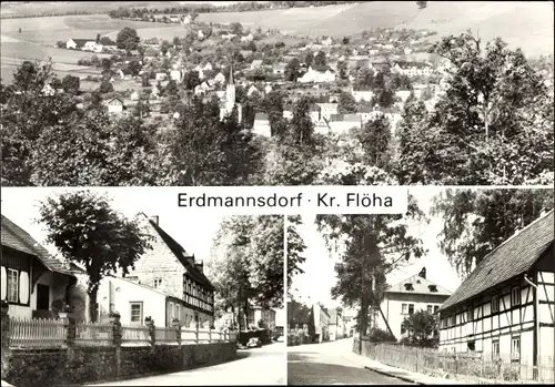 Ak Erdmannsdorf Augustusburg im Erzgebirge, Panorama, Fachwerkhaus