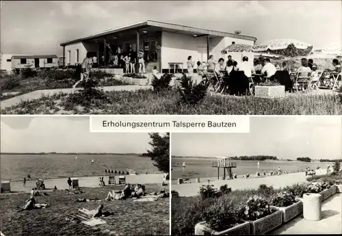 Ak Bautzen in der Oberlausitz, Erholungszentrum Talsperre, Strand, Gastwirtschaft