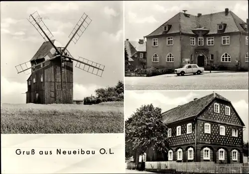 Ak Neueibau Neu Eibau Kottmar in der Oberlausitz, Windmühle, Gebäude