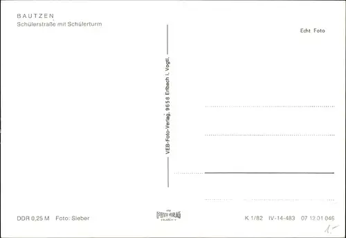 Ak Bautzen in der Oberlausitz, Schülerstraße, Schülerturm
