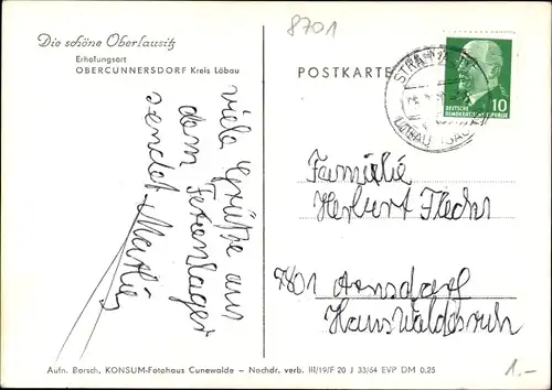 Ak Obercunnersdorf Kottmar in der Oberlausitz, Ortsansicht, Kirche, Fachwerkhaus