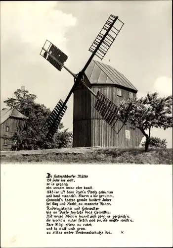 Ak Kottmarsdorf Kottmar in der Oberlausitz, Windmühle, Gedicht De Kotterschdorfer Mühle