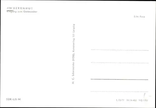 Ak Herrnhut in der Oberlausitz, Eingang zum Gottesacker
