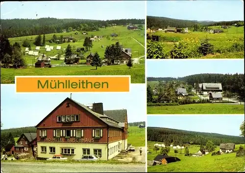 Ak Mühlleithen Klingenthal im Vogtland Sachsen, HO Hotel Buschhaus, Ortsansichten