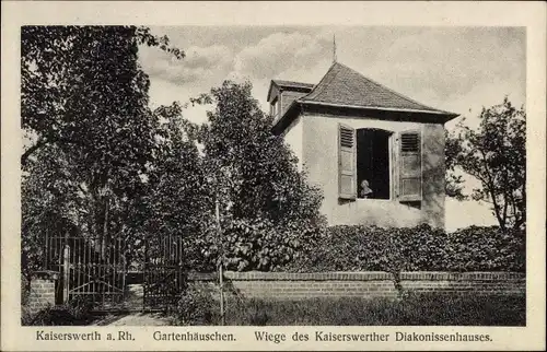 Ak Kaiserswerth Düsseldorf am Rhein, Gartenhäuschen, Wiege des Kaiserswerther Diakonissenhauses