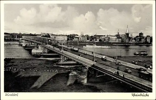 Ak Düsseldorf am Rhein, Rheinbrücke, Schiffe