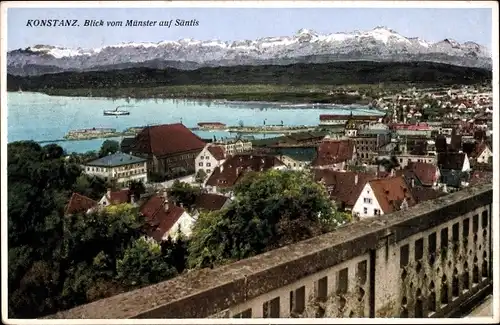Ak Konstanz am Bodensee, Blick vom Münster auf Säntis