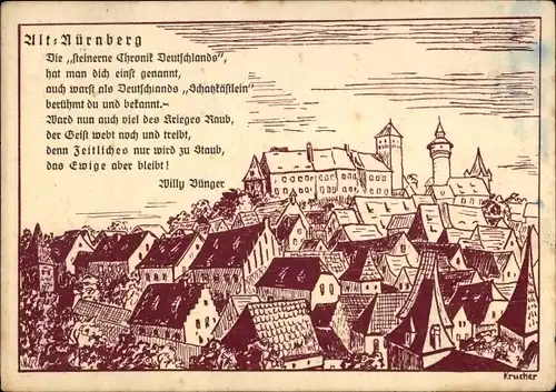 Künstler Ak Nürnberg in Mittelfranken, Panorama, Gedicht