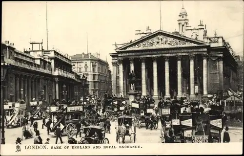 Ak London City England, Bank of England and Royal Exchange