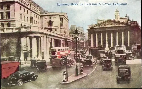 Ak London City England, Bank of England and Royal Exchange