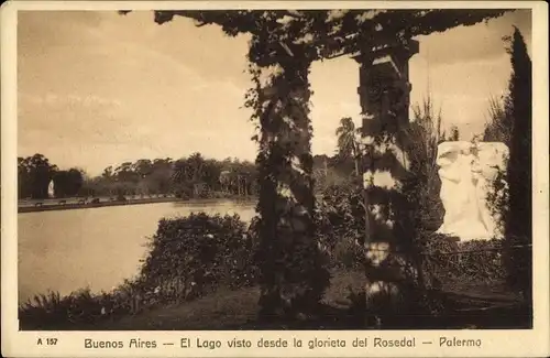Ak Palermo Buenos Aires Argentinien, El Lago visto desde la glorieta del Rosedal
