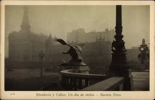 Ak Buenos Aires Argentinien, Rivadavia y Callao, Un dia de niebla