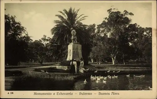 Ak Palermo Buenos Aires Argentinien, Monumento a Echevarria