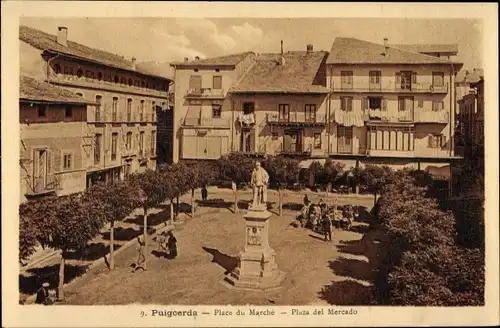 Ak Puigcerda Katalonien, Place du marche, plaza del Mercado