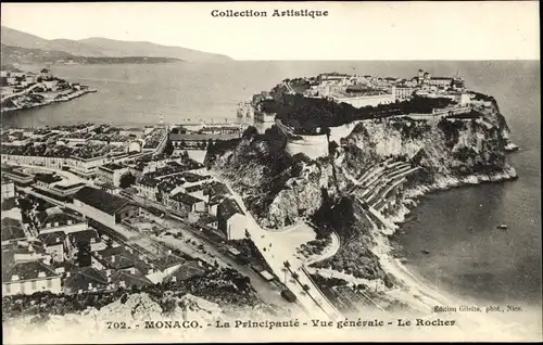 Ak Monaco, la Principaute, Le Rocher, Vue generale