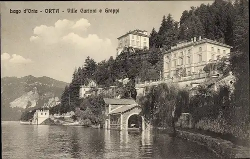 Ak Orta San Giulio Novara Piemonte Italien, Ville Curioni e Greppi