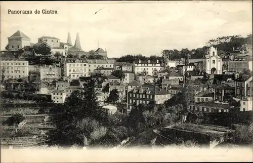 Ak Sintra Portugal, Panorama, Wohngebiet, Kirche, Türme