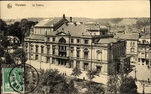 Ak Verviers Wallonien Lüttich, Le Theatre, Straßenpartie mit Blick auf das Theater