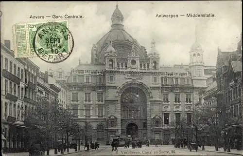 Ak Anvers Antwerpen Flandern, Gare Centrale