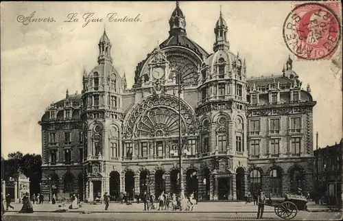 Ak Anvers Antwerpen Flandern, Gare Centrale