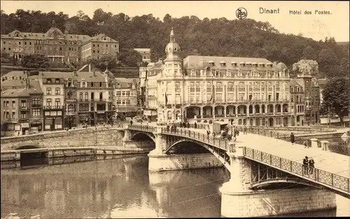 Ak Dinant Wallonien Namur, Hotel des Postes, Brücke