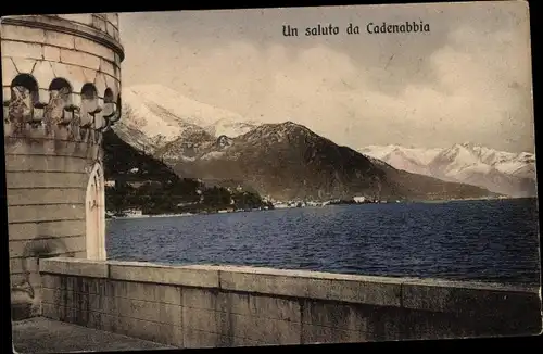 Ak Cadenabbia Lago di Como Lombardia Italien, Blick über die Mauer auf den See, Panorama