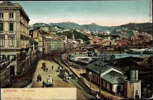 Ak Genova Genua Liguria, Via Milano