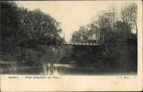 Ak Anvers Antwerpen Flandern, Pont suspendu au Parc